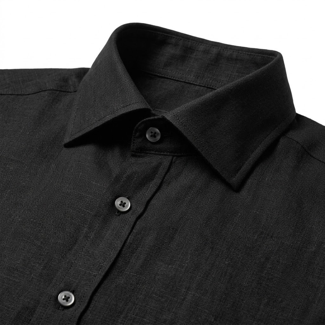 Tailored Obsidian Black Cotton Shirt