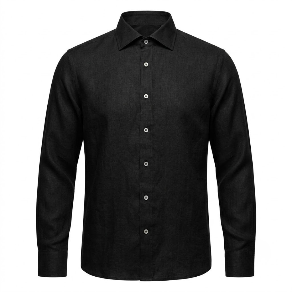 Tailored Obsidian Black Cotton Shirt