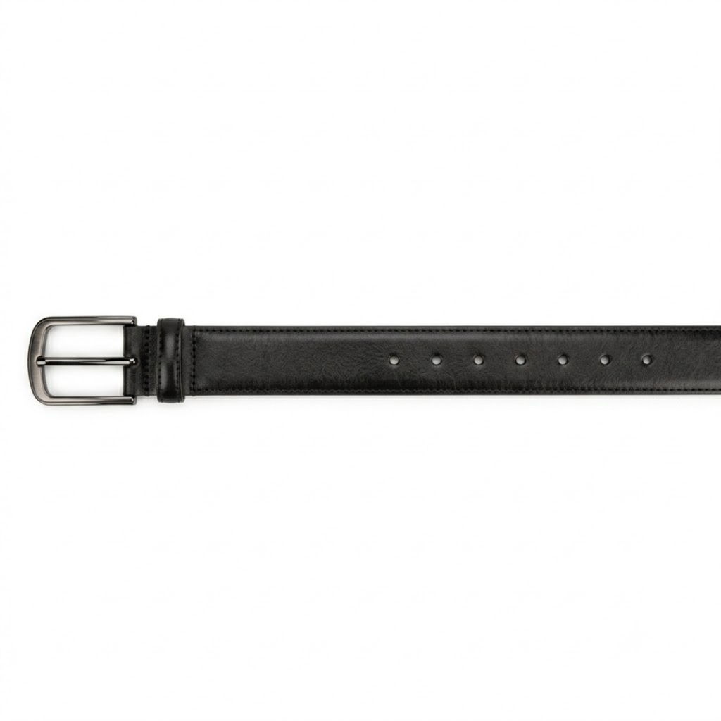 Premium Black Leather Dress Belt