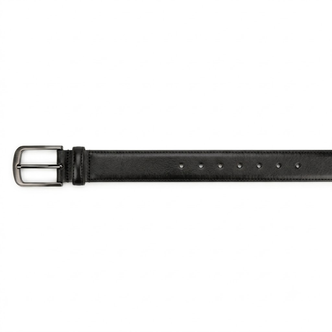 Premium Black Leather Dress Belt
