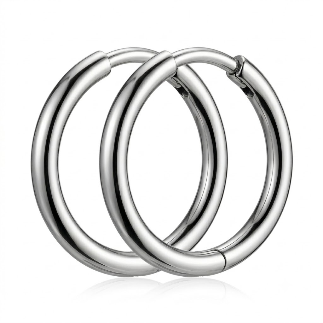 Polished Stainless Steel Circle Hoop Earring
