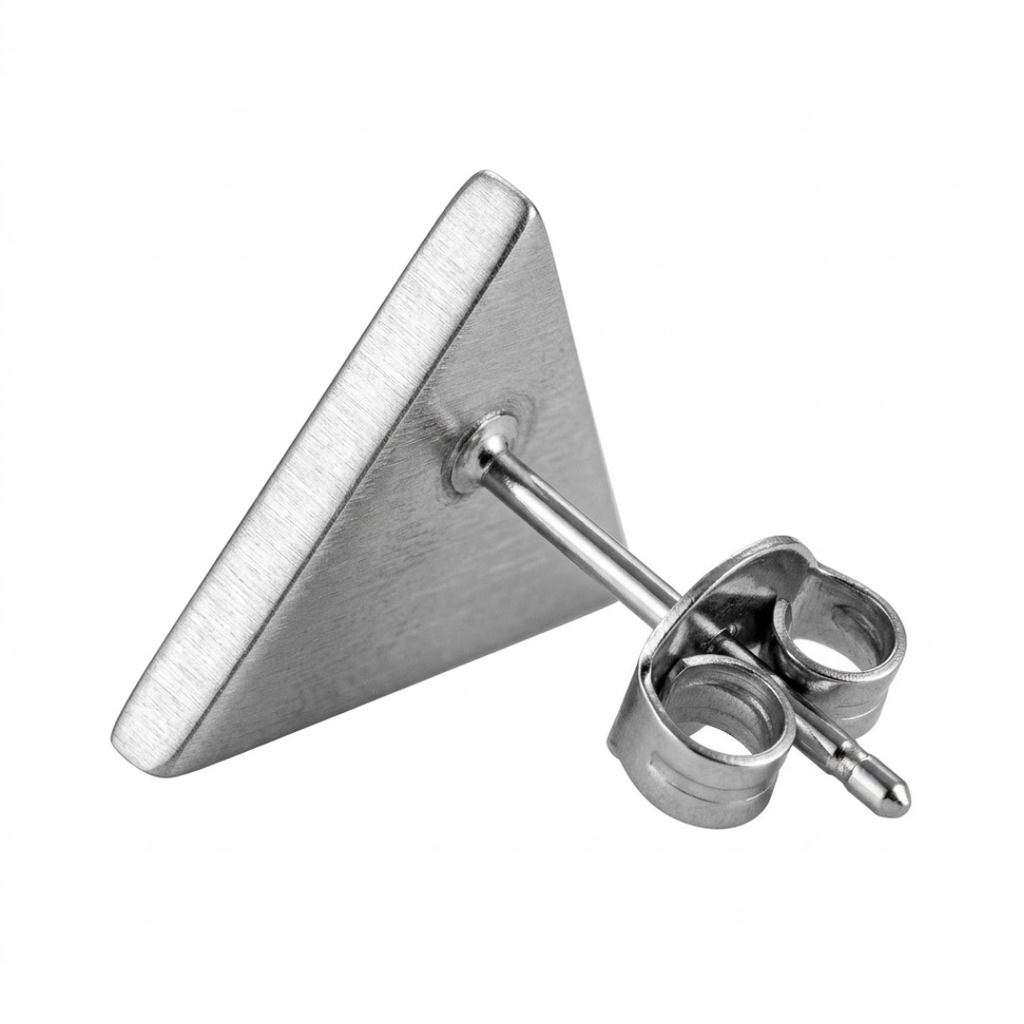 Brushed Stainless Steel Triangular Earring