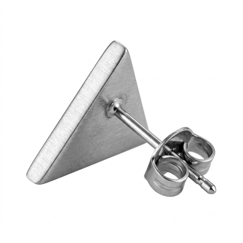Brushed Stainless Steel Triangular Earring